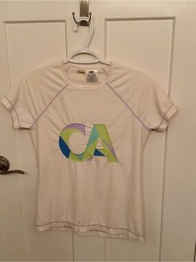 White Old Navy Swim Shirt / Rash Guard with Colorful CA Logo